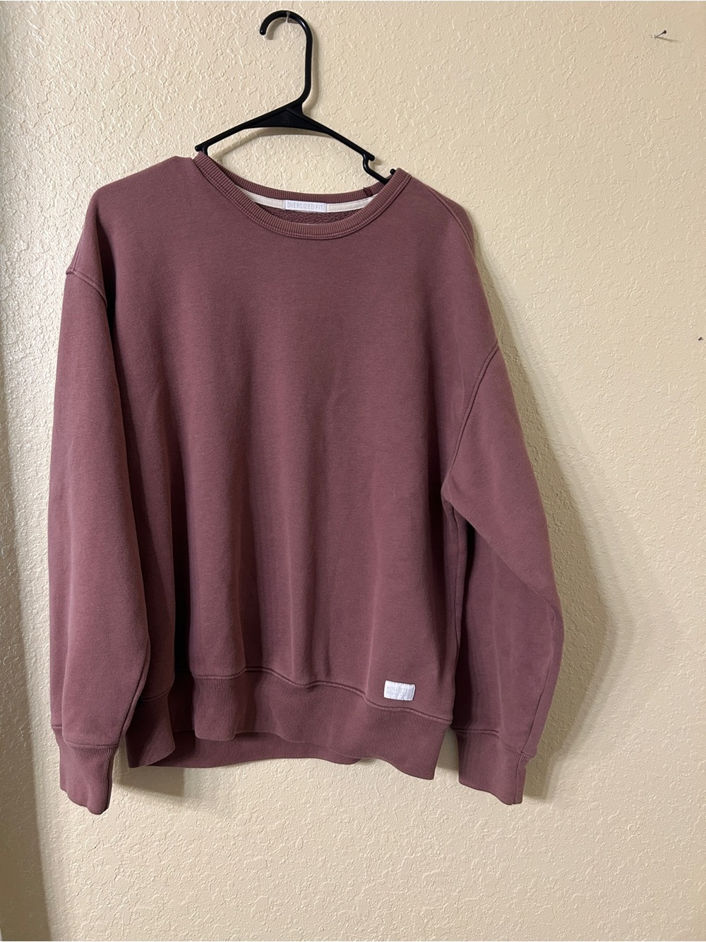 Hollister Men's Oversized Crewneck Sweatshirt Mauve Plum Faded Fleece M- L114